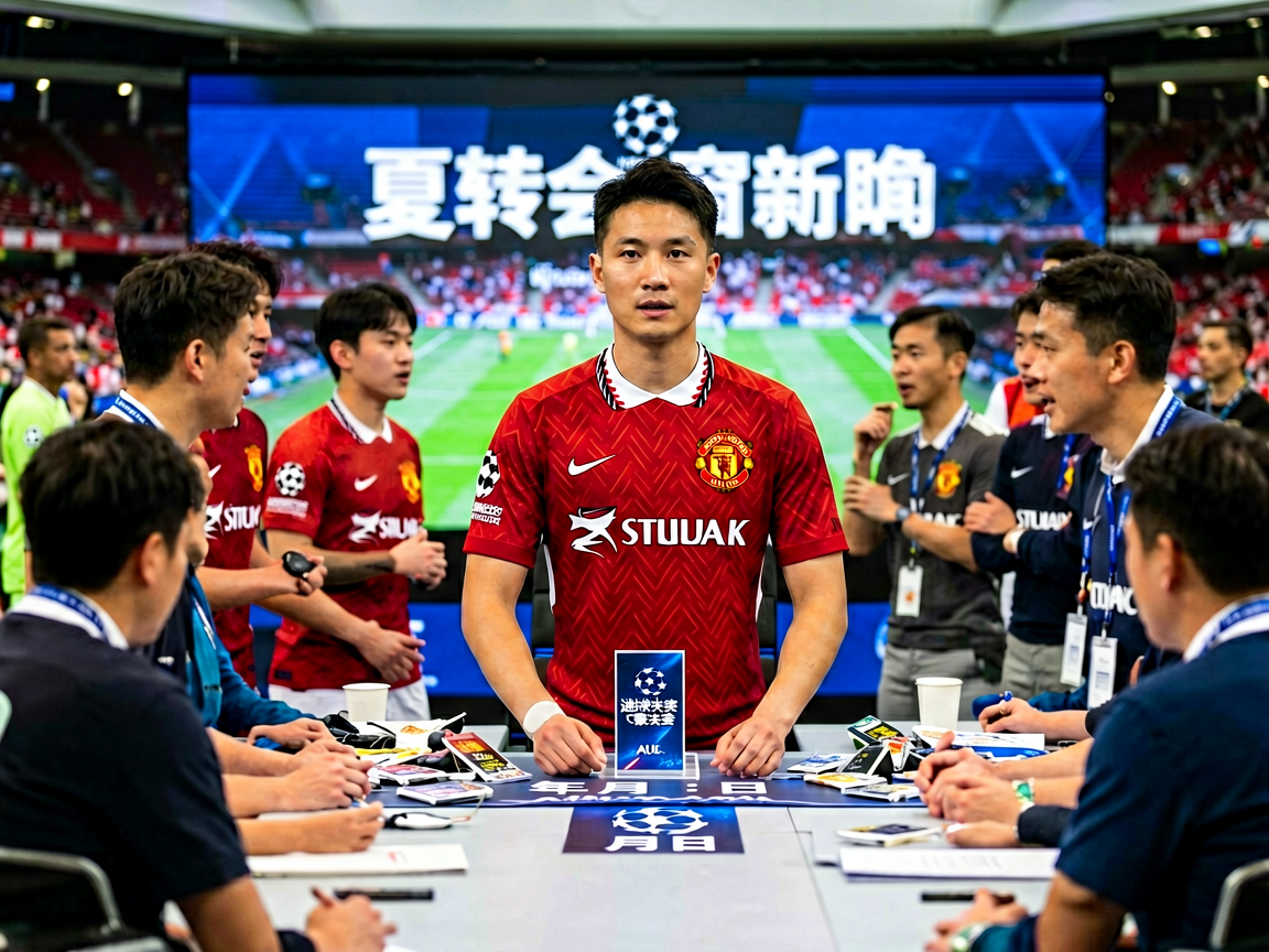 足球转会新闻，球员在新闻发布会现场